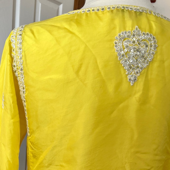 Calypso St. Barth 100% beautiful yellow silk & sequin top! - Picture 5 of 13